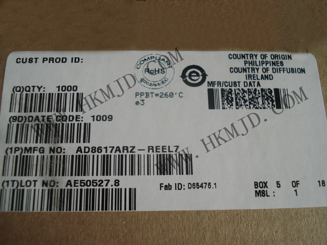 AD CMOS放大器 AD8617ARZ AD8617ARZ-REEL7 AD8617 雙路 滿擺幅 8-SOIC